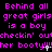 Pixelated text repeats across a black background with pink and white elements, showing animated sparkles on 'booty' text.