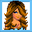 Pixelated image of a woman with long brown hair, blue eyes, and light skin wearing a light blue top.