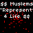 Pixelated text and red splatter on black background with gray rectangle on right edge