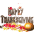 Animated Thanksgiving-themed graphic with 'Happy Thanksgiving' text, falling autumn leaves, and a pumpkin on white background.