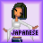 Pixel art icon of a stylized female character with green hair and white clothing, standing against a light purple background with a bold "JAPANESE" text banner at the bottom.