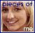 Pixelated image of a smiling person's face with text "pieces of me" in blocky font, bordered by blue and white frames.