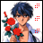 A pixelated anime-style character with blue hair holding red roses, next to a black background with white text "Anime IM" and "AIM" in stylized fonts.