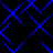 Blue geometric lines form interconnected diamond shapes on a black background, creating a repeating pattern with subtle variations in line thickness and spacing.