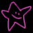 Two pixelated neon star icons displayed side-by-side on a black background, with the left star having a solid purple outline and the right star featuring a glowing pink outline.