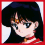 Pixelated anime-style character with dark hair and red choker, shown in three views: front-facing, side profile, and chest-up holding a heart.