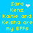 Yellow pixelated text on blue background reads 'Sara Kenz Kaitie and Keisha are my BFFs' with a white heart icon next to the first Sara.