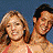 Pixelated contact sheet of six beach-themed frames showing smiling people in swimwear with a blue text box reading 'i love laguna beach' on the right side.