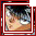 Pixelated anime-style face with dark hair and light skin, framed by layered borders in red, white, and gray tones.