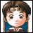 Pixelated character with brown hair and blue collar, next to black background with white text reading 'Anime IM' and 'COM' in stylized font.