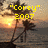 Pixelated sunset beach scene with palm trees and a figure, overlaid with yellow text reading "Corey" 2007 wantschool to go slow this year.