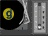 Animated contact sheet of a 48x48 pixel AIM buddy icon showing repeated vinyl records with yellow and blue symbols, text scrolling across the bottom, and frame-by-frame animation changes in symbol positions and text segments.