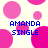 Pixelated image with pink circles on a light background and blue text reading "AMANDA SINGLE" repeated four times.