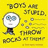 Yellow background with pixelated text and a cartoon character holding a white circular object.