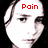 A pixelated image of a person's face with red text overlays reading 'Pain', '[without', and 'love]' across three sections.