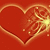 Red heart-shaped icon with glowing golden outline and animated sparkles inside, showing of a sparkler-like effect