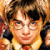 Pixelated close-up of a person with tousled brown hair, round glasses, and a red tie against warm-toned background.