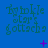 Blue background with repeated green text 'twinkle stars gottecha' and scattered purple plus signs and dots.