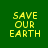 Four green display yellow pixelated text reading "SAVE OUR EARTH" with varying background shades