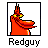 Pixel art icon of a red cartoon character with yellow eyes inside a black border, labeled "Redguy" below the frame.