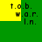 Green and yellow pixelated background with repeated text 't.o.b. w.o.r.l.n.' in black, arranged in a pattern across four