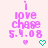 Pixelated pink text 'i love chase 5.4.08' with two hearts below, displayed in a of six identical frames on light background