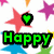 Pixelated icon with colorful stars and hearts, displaying 'Happy New Year!' text in green, blue, and pink.
