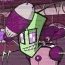 Animated sequence of green robotic heads with purple accents rotating on pink circular bases against a dark background