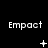 Three of 'Empact' text with changing symbols below each, transitioning from plus signs to stars to crosses and then to dots and ellipses on a black background