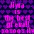 Pixelated text on a heart-patterned background with repeated phrases and symbols in bright pink against dark purple.