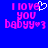 Blue background with pink pixelated text reading "I love you baby" and a white heart symbol, transitioning from solid to blurred.
