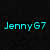 Four instances of 'JennyG7' text in cyan, green, red, and yellow on a black background with pixelated rendering.