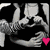 Animated sequence of a couple embracing in various poses with pink heart symbols, rendered in black-and-white with grayscale tones.