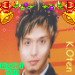 repeated portrait images with orange striped background, yellow text, and decorative elements including bells, stars, and ribbons