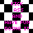 Pixelated text 'KICK ASS AND HAVE FUN DOING IT' in bright pink on a black-and-white checkered background with shifting diamond shapes.