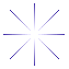Six star-shaped icons with white centers and blue-purple gradient rays on a gray background, showing animation changes in ray length and position.