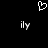 Pixelated white heart symbol above two identical pixelated 'ily' text elements on black background.