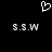 Pixelated white heart symbol above two identical pixelated text strings on black background.