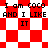 Red and white checkered background with repeated text "I am COCO AND I LIKE IT" in black pixelated font across four distinct patterns