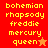 Pixelated text list with yellow letters on red and orange backgrounds, featuring a star symbol next to 'queen' in two variations.
