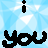 Pixelated animated contact sheet showing two frames of a buddy icon with "i you" text and an evolving heart symbol against a light blue background.