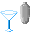 Animated contact sheet of a martini glass icon with liquid filling animation across 13 frames, showing empty glass, pouring motion, and pink liquid levels increasing from none to full.