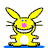 A 48x48 pixel animated buddy icon featuring a yellow cartoon rabbit on the left and green text reading "Original Icons .com" on the right, displayed as a contact sheet with two frames.