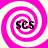 Four identical pink and white spiral patterns arranged in a , each containing the text "SCS" at its center