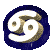 twelve circular icons with dark blue borders, each displaying a stylized white or beige symbol on a light gray background