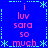 Blue background with pink text reading 'i luv sara so much' surrounded by cyan star and line border elements.