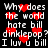 Pixelated text and red heart symbols repeat across a black background in an animated pattern.