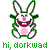 Pixelated bunny with green outline and pink body displays multiple expressions including smiling, neutral, and angry poses across a of frames