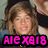 A pixelated image of a person with light brown hair and a blue top, with pink text reading "ALEX918" on the left and "XX" on the right.