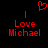 Red pixelated text 'Love Michael' with a heart symbol above, displayed on a black background.